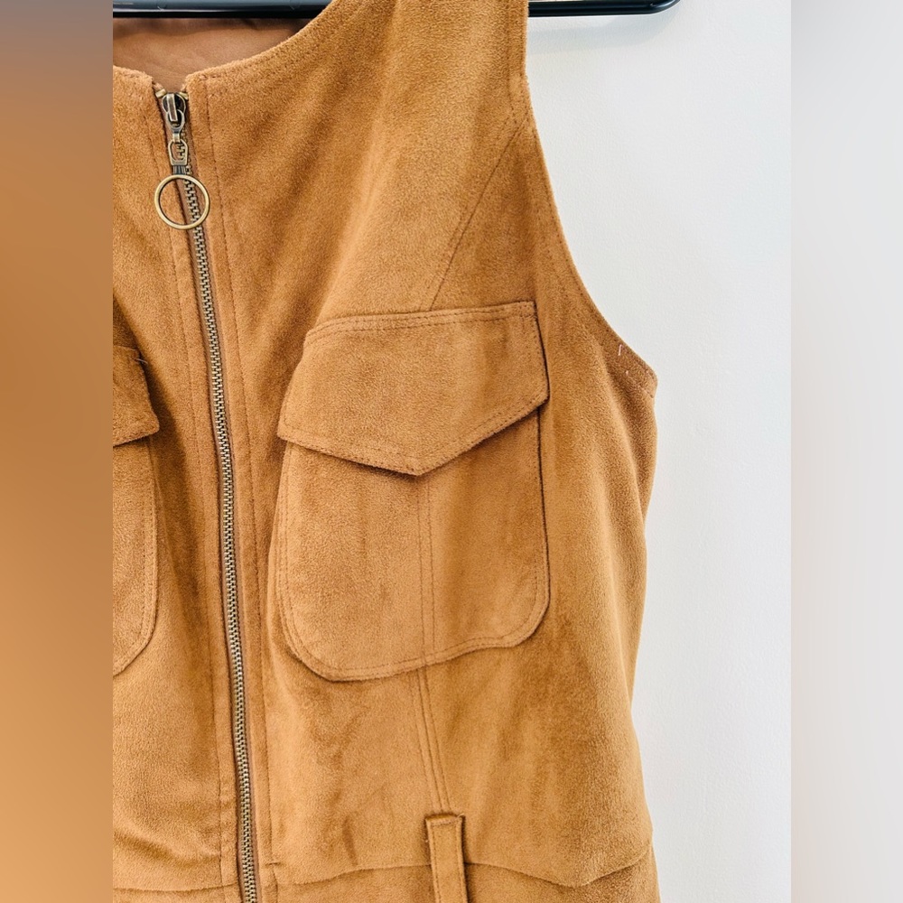 Abercrombie & Fitch EUC Faux Suede Front Pockets Jumper Mini Dress Size M - Picture 3 of 8